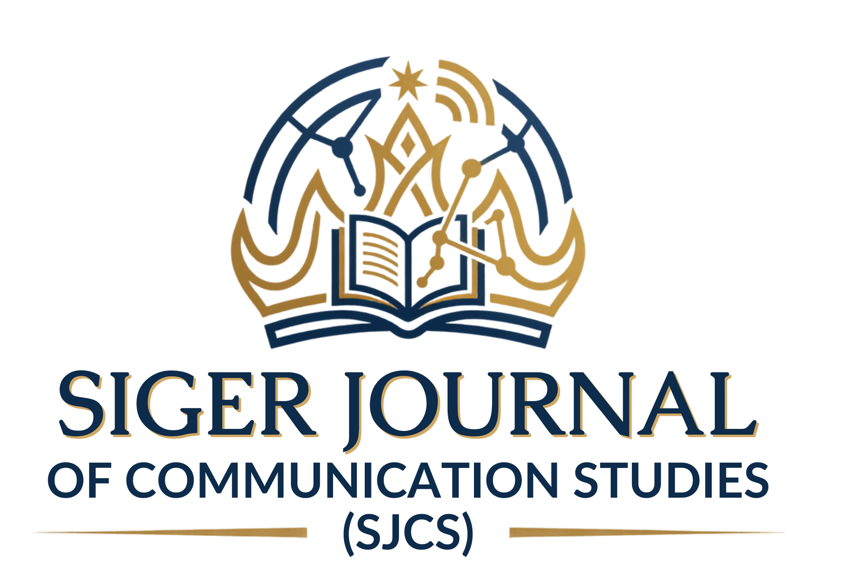 Logo Siger Journal of Communication Studies dengan simbol Siger Lampung yang dipadukan dengan elemen komunikasi, melambangkan identitas lokal dan kajian ilmu komunikasi.